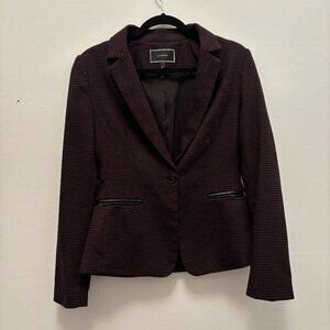 Le Chateau Burgundy & Black Houndstooth Women's Blazer
